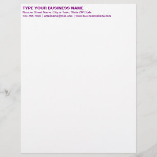 Papel Timbrado Cabeçalho de Texto Simples Roxo Alinhado à Esquerd