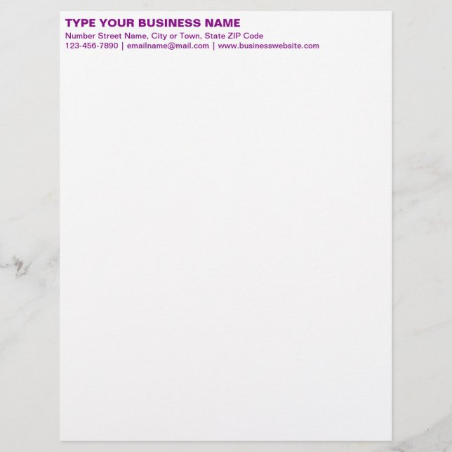 Papel Timbrado Cabeçalho de Texto Simples Roxo Alinhado à Esquerd (Frente)