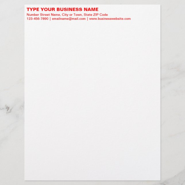 Papel Timbrado Cabeçalho de Texto Simples Vermelho Alinhado à Esq (Frente)