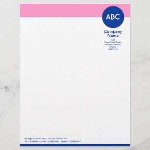 Papel Timbrado Cabeçalho e Círculo V2 - Rosa e Azul Naval