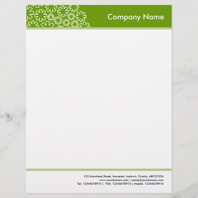 Papel Timbrado Cabeçalho e Rodapé - Asterisco - Abacate (Frente)