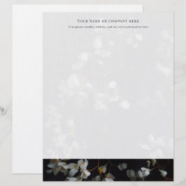Papel Timbrado Cabeçalho Floral Elegante Preto e Branco