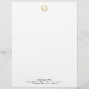 Papel Timbrado Cabeçalho liso simples do monograma da grinalda d