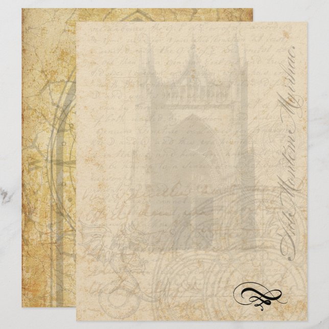 Papel Timbrado Cabeçalho Medieval - Palimpsesto (Frente/Verso)
