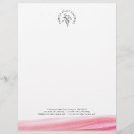 Papel Timbrado Cabeçalho moderno da aguarela da adega vermelha do