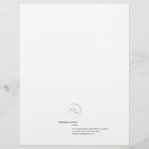 Papel Timbrado Cabeçalho moderno do negócio do monograma de