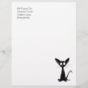 Papel Timbrado Cabeçalho oriental preto engraçado do gato de