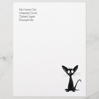 Papel Timbrado Cabeçalho oriental preto engraçado do gato de