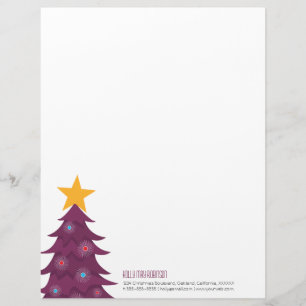 Papel Timbrado Cabeçalho pessoal roxo moderno da árvore de Nata