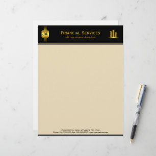 Papel Timbrado Cabeçalho preto do negócio do contador das moeda