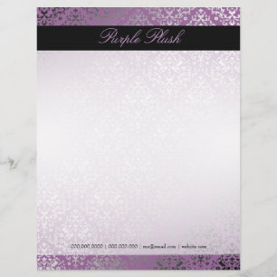 Papel Timbrado cabeçalho roxo do luxuoso do damasco 311-Dazzling