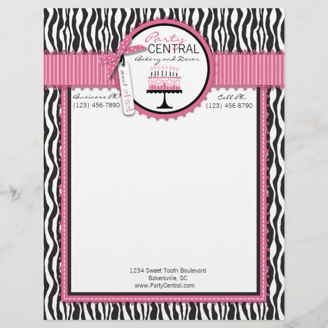 Papel Timbrado Cabeçalho selvagem de HP do bolo de aniversário (Frente)