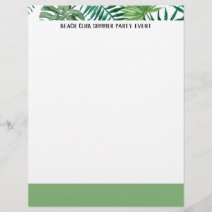 Papel Timbrado Cabeçalho verde & branco da folha tropical da