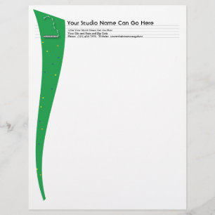 Papel Timbrado Cabeçalho verde do piano de cauda