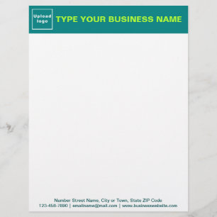 Papel Timbrado Cabeçalho Verde Teal e Textos no Rodapé da Empresa