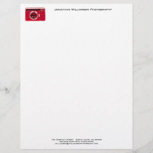 Papel Timbrado Cabeçalho vermelho do negócio da fotografia da