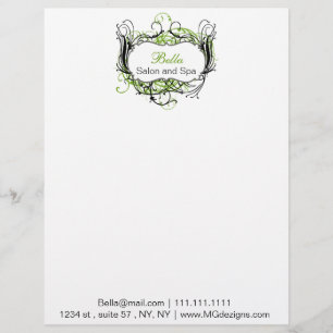 Papel Timbrado cabeçalhos chiques preto e branco verdes do
