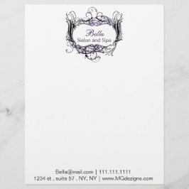 Papel Timbrado Cabeças de leitura de chic preto e branco roxas