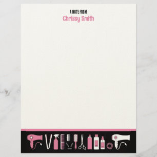 Papel Timbrado Cabeleireiro Personalizado Rosa e Preto Cabeleirei