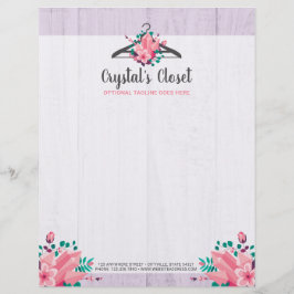Papel Timbrado Cabide de Roupas Florais Boho Armário da Moda Bout