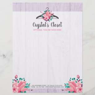 Papel Timbrado Cabide de Roupas Florais Boho Armário da Moda Bout