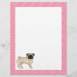Papel Timbrado Cachorro Pug Cor de Veado Desenho Animado Mops Amo