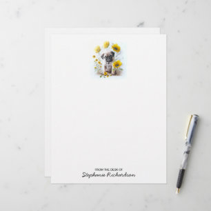 Papel Timbrado Cachorro Pug Fofo Aquarela Personalizada de Cachor