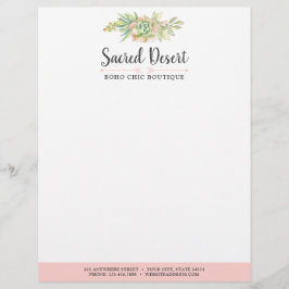 Papel Timbrado Cacto rústico Boho do deserto do Succulent da