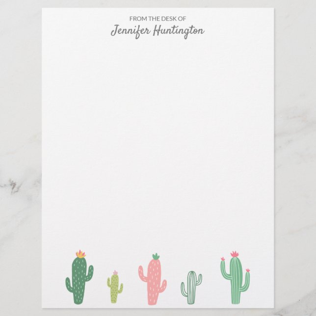 Papel Timbrado Cactus Bonito e Bem Suculento Personalizado (Frente)
