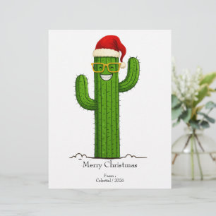 Papel Timbrado Cactus de Natal engraçado com Papai Noel e Óculos