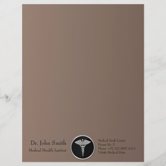 Papel Timbrado Caduceu Médico de Prata - Letreiro (Frente)
