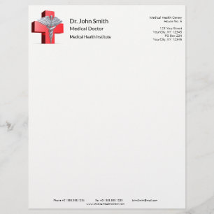 Papel Timbrado Caduceus 3D Médico Silver Cruz Vermelho