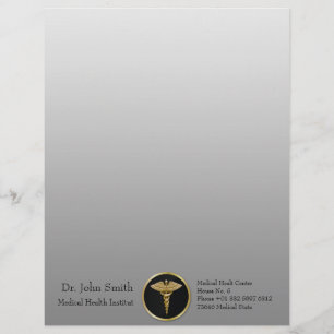 Papel Timbrado Caduceus médico Dourado - cabeçalho