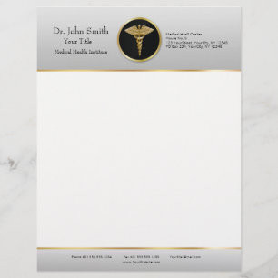 Papel Timbrado Caduceus médico profissional Dourado - cabeçalho