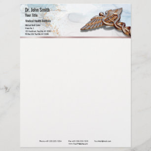 Papel Timbrado Caduceus Rosa Dourado Luxury Márble Cobre