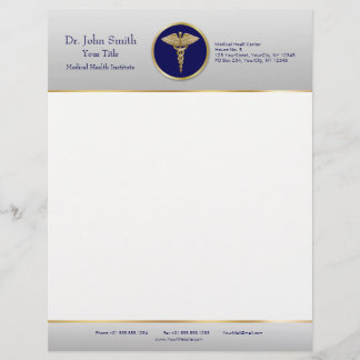 Papel Timbrado Caduco Médico Profissional Azul Dourado