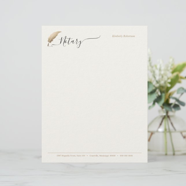 Papel Timbrado Caligrafia Notarial Ouro Profissional (Em pé/Frente)