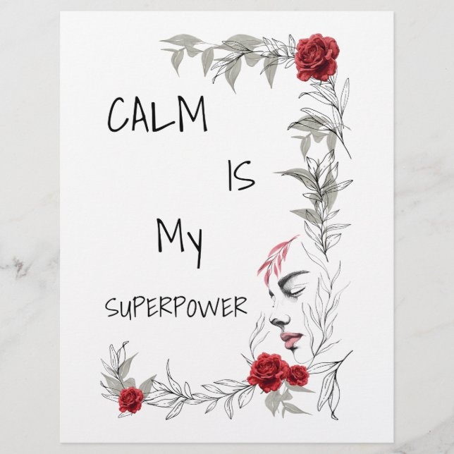 Papel Timbrado Calma É Meu Superpoder | Autoconfiança e Confiança (Frente)