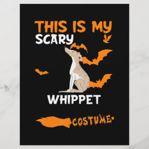 Papel Timbrado Camisa-T-Cão Assustador de Whippet Halloween