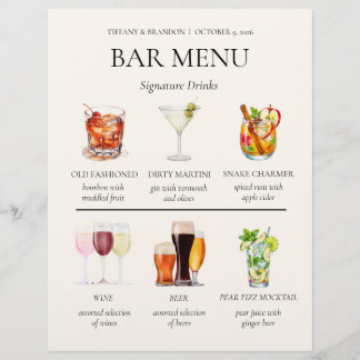 Papel Timbrado Cardápio de Bar com Aquarela