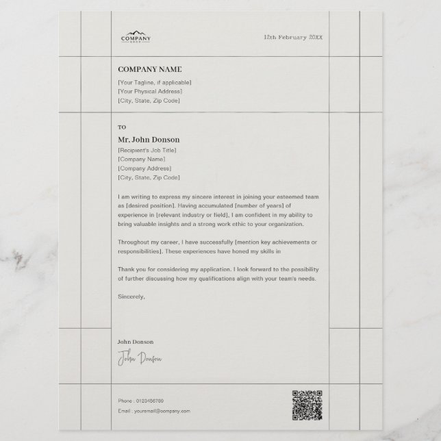 Papel Timbrado Carta Comercial Criativa com Design de Letra-fim (Frente)