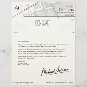 Papel Timbrado Carta de Apresentação de Contrato de Arquiteto com