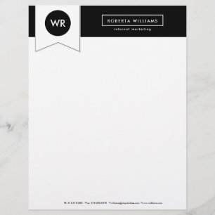 Papel Timbrado Carta de apresentação geométrica preta & branca