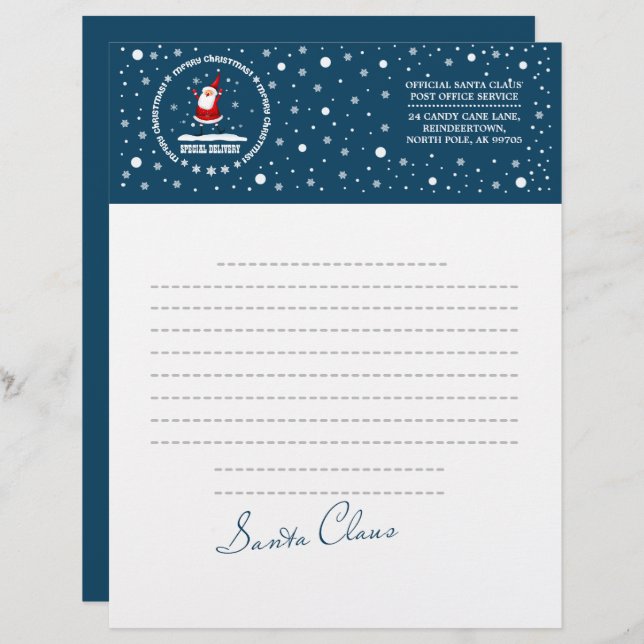 Papel Timbrado Carta de Papai Noel. Personalizado (Frente/Verso)