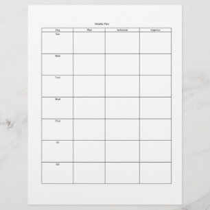 Papel Timbrado Carta de Plano Semanal - Cabeça Letterhead