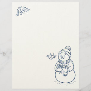 Papel Timbrado Carta Feriada Cute Snowman