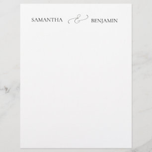 Papel Timbrado Cartão de Nota de Agradecimento de Casamento com N