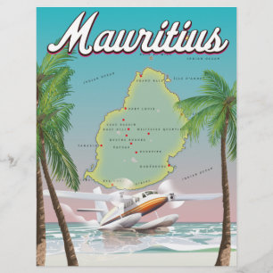 Papel Timbrado Cartaz de viagem antigo da Maurícia