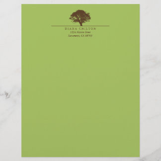 Papel Timbrado Carvalho verde eterno elegante outono personalizad