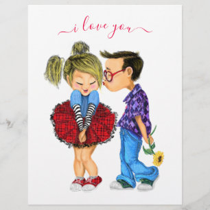 Papel Timbrado Casal Romântico - Amor - Beijo - Eu Te Amo